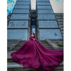 Off Shoulder Burgundy Quinceanera Dress Ball Gown Applique Corset Sweet 16 Vestido De 15 Anos With Bow